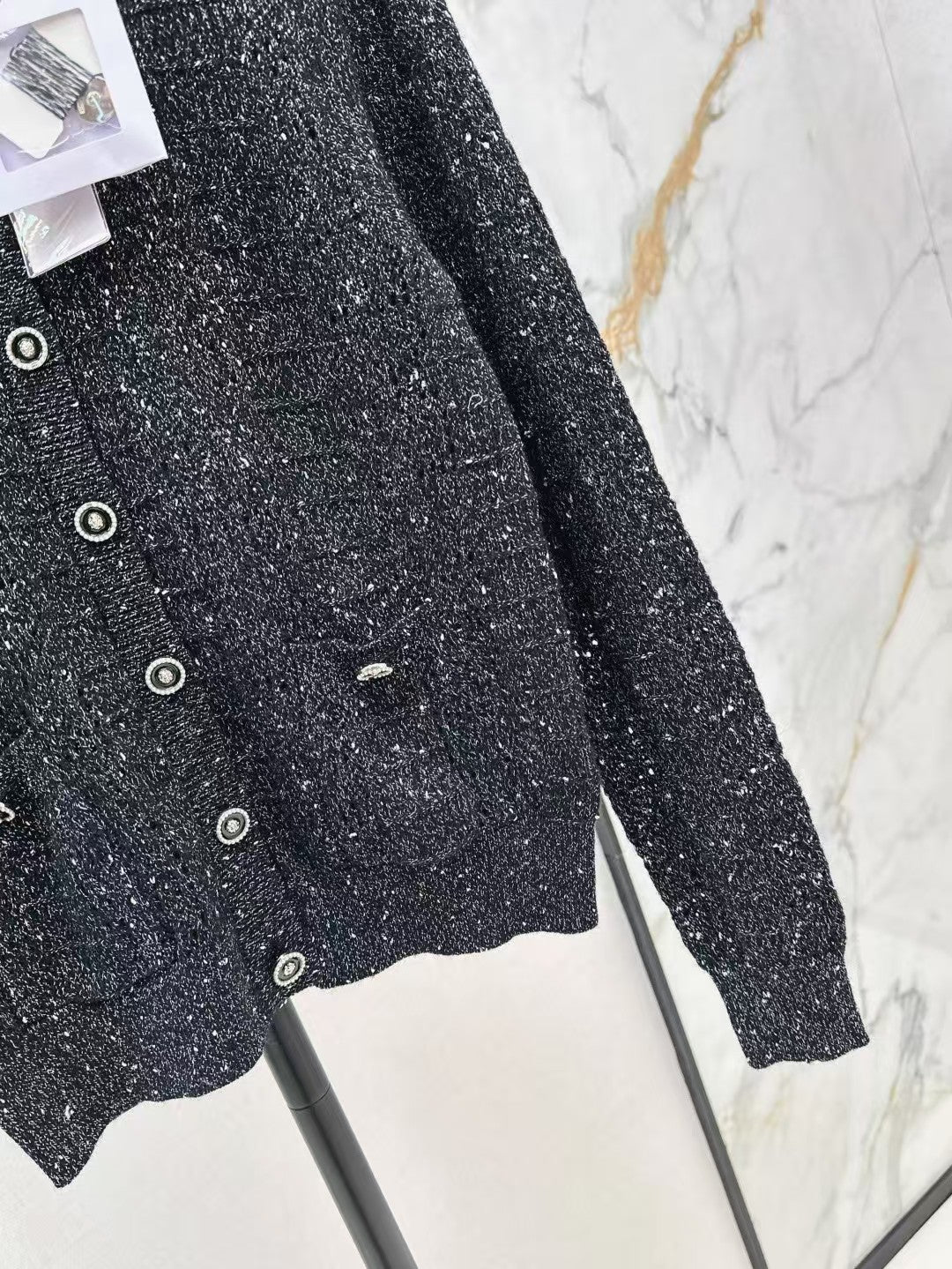 Lace openwork knit cardigan