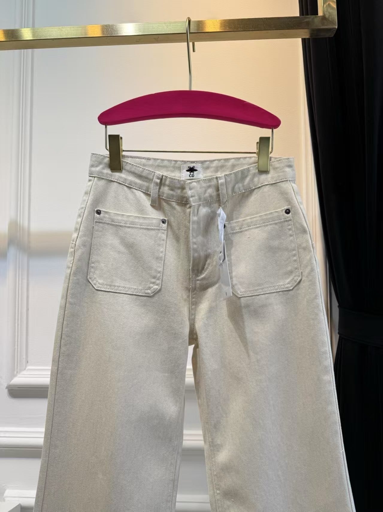Spring/Summer New Double Pocket Rolled Hem Jeans