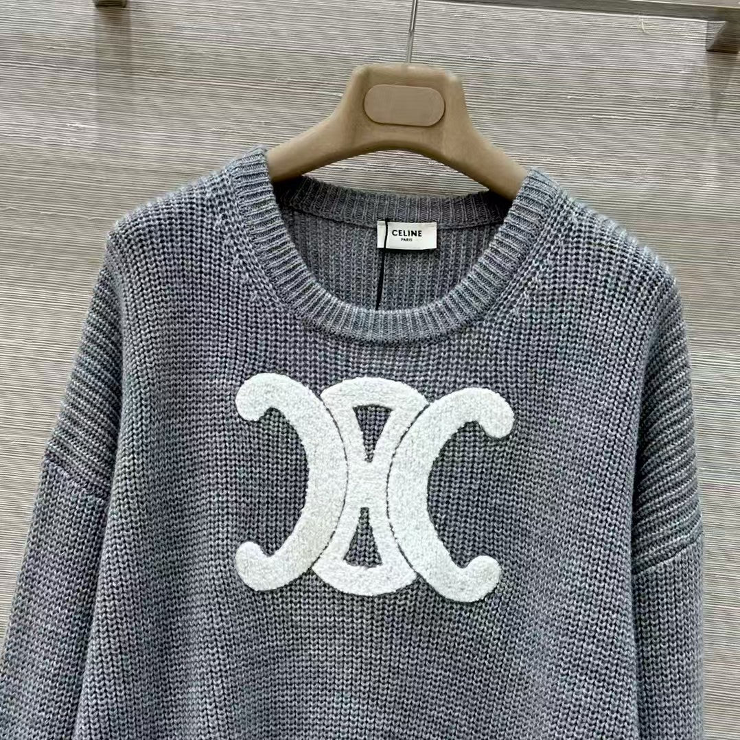 3D embroidered sweater