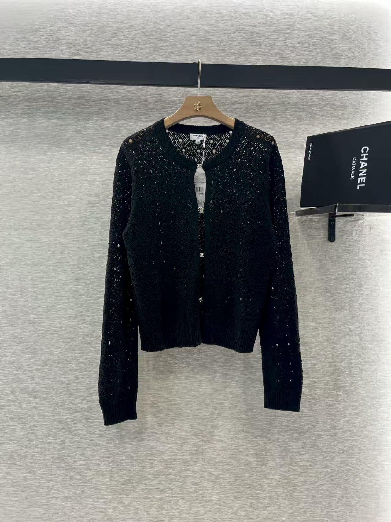 Hollow rhinestone knitted cardigan
