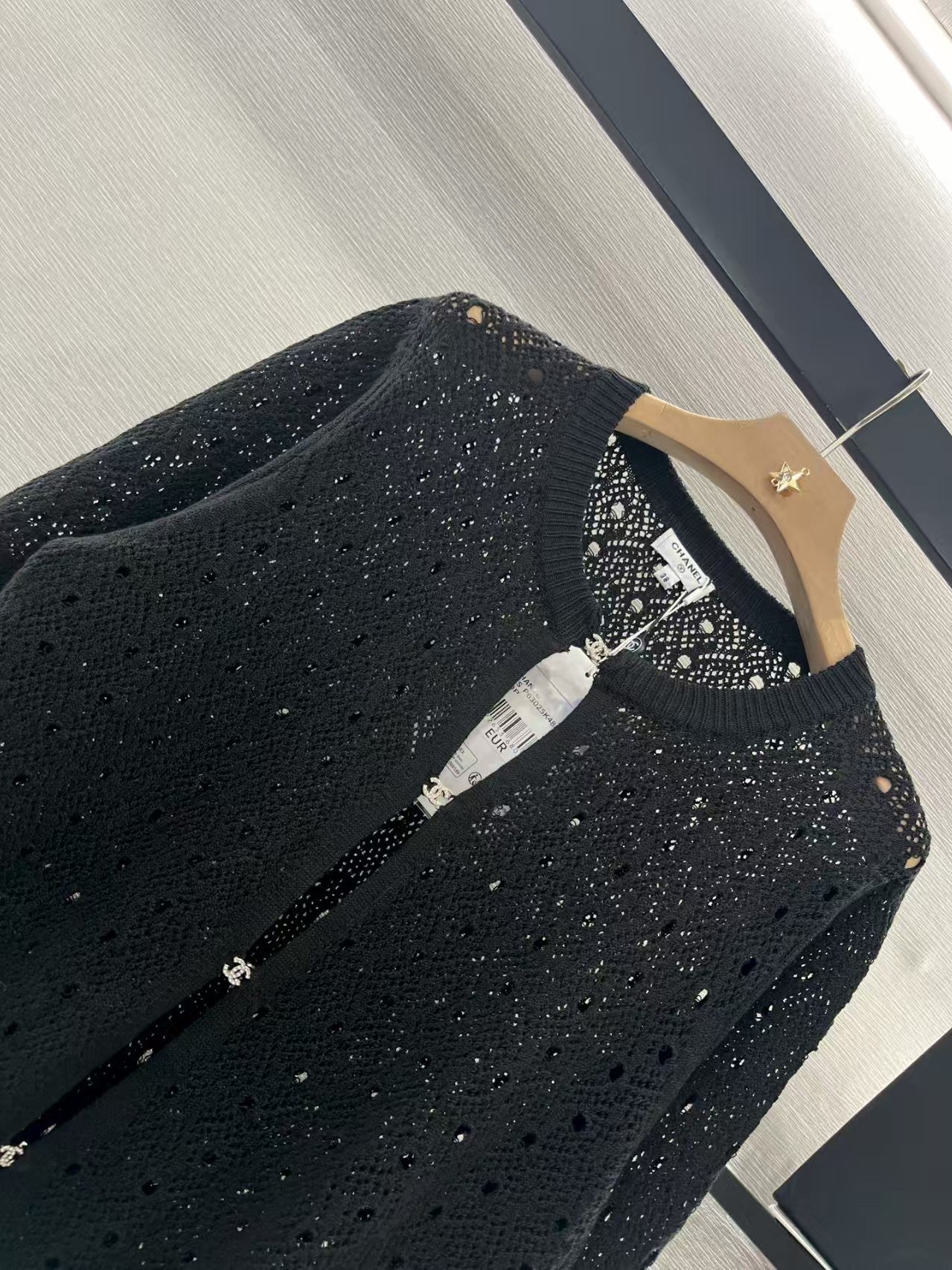 Hollow rhinestone knitted cardigan