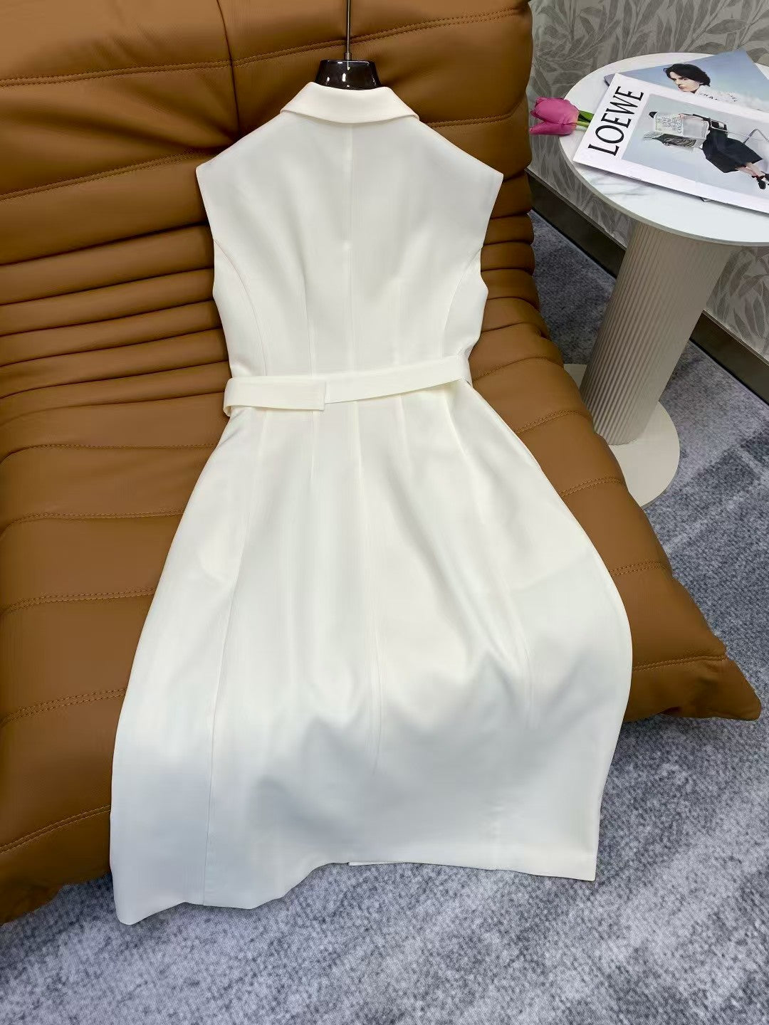 Elegant lapel side button waist dress