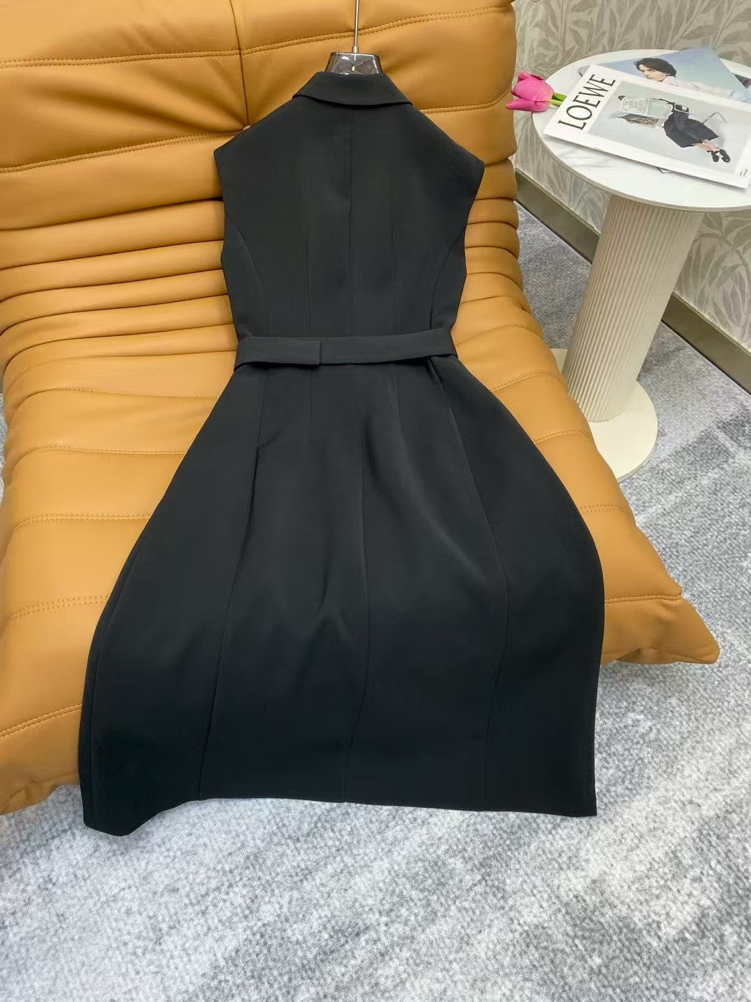 Elegant lapel side button waist dress