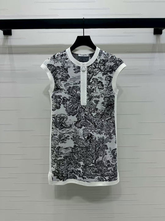 Jungle Jacquard Knit Vest Dress