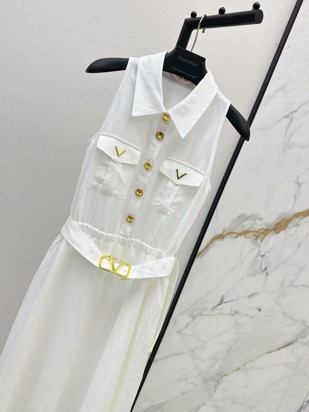 Latest Linen Lapel Sleeveless Dress