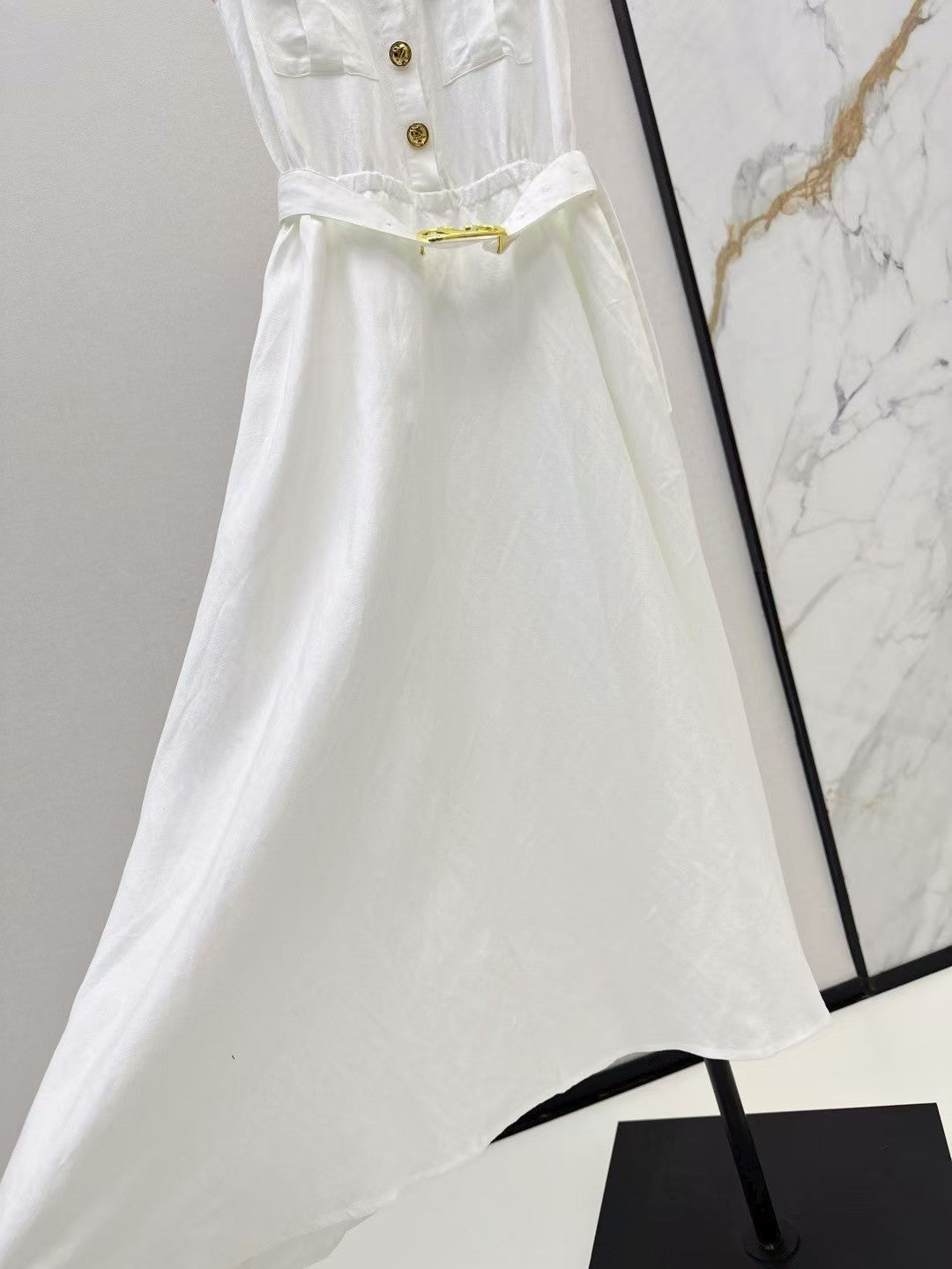 Latest Linen Lapel Sleeveless Dress