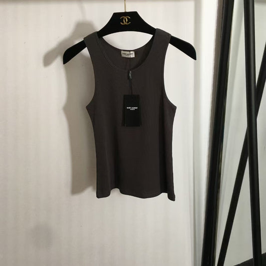 Simple logo embroidered ribbed vest