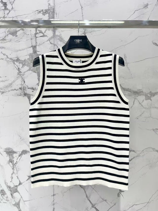 Spring/Summer French Style Striped Sleeveless Tank Top
