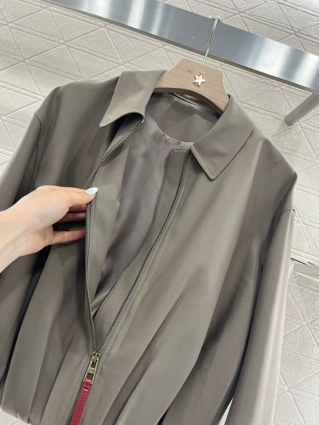 New zipper leather label jacket