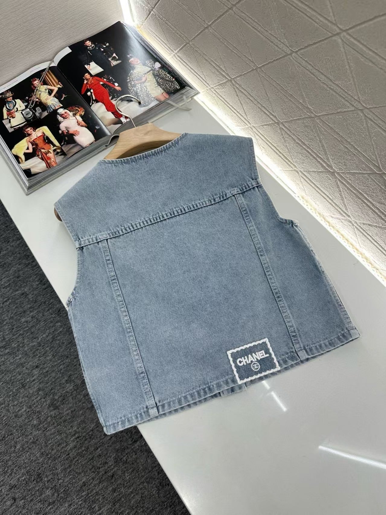 New embroidered denim vest