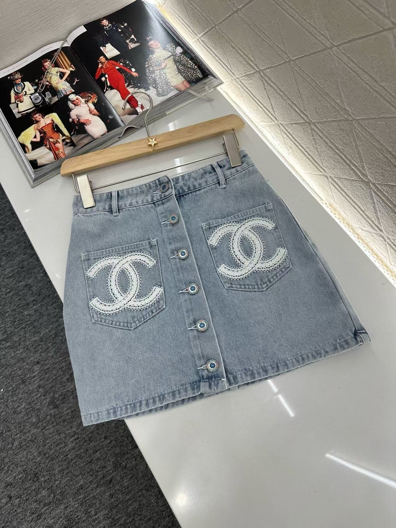 New embroidered denim vest