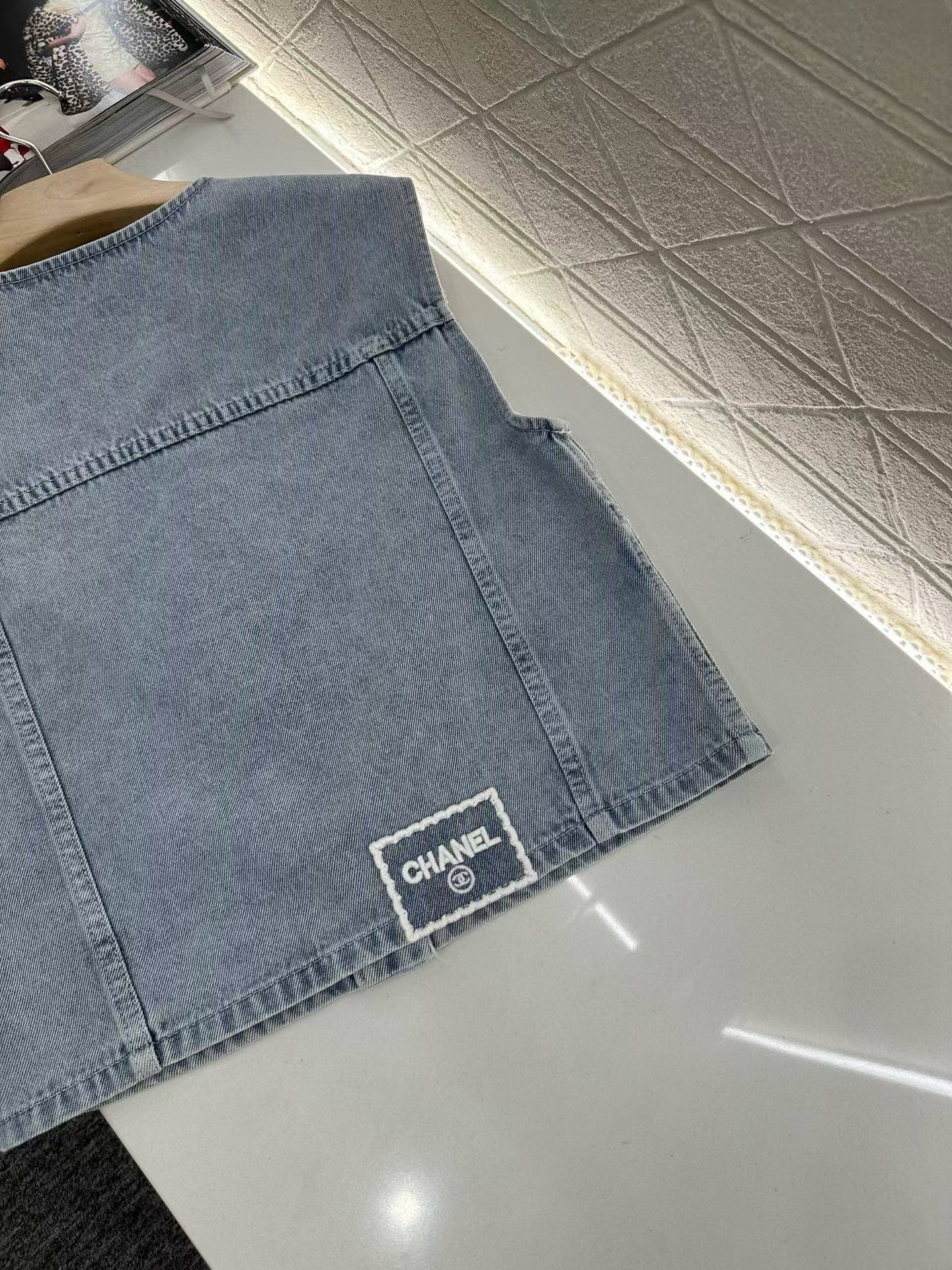 New embroidered denim vest