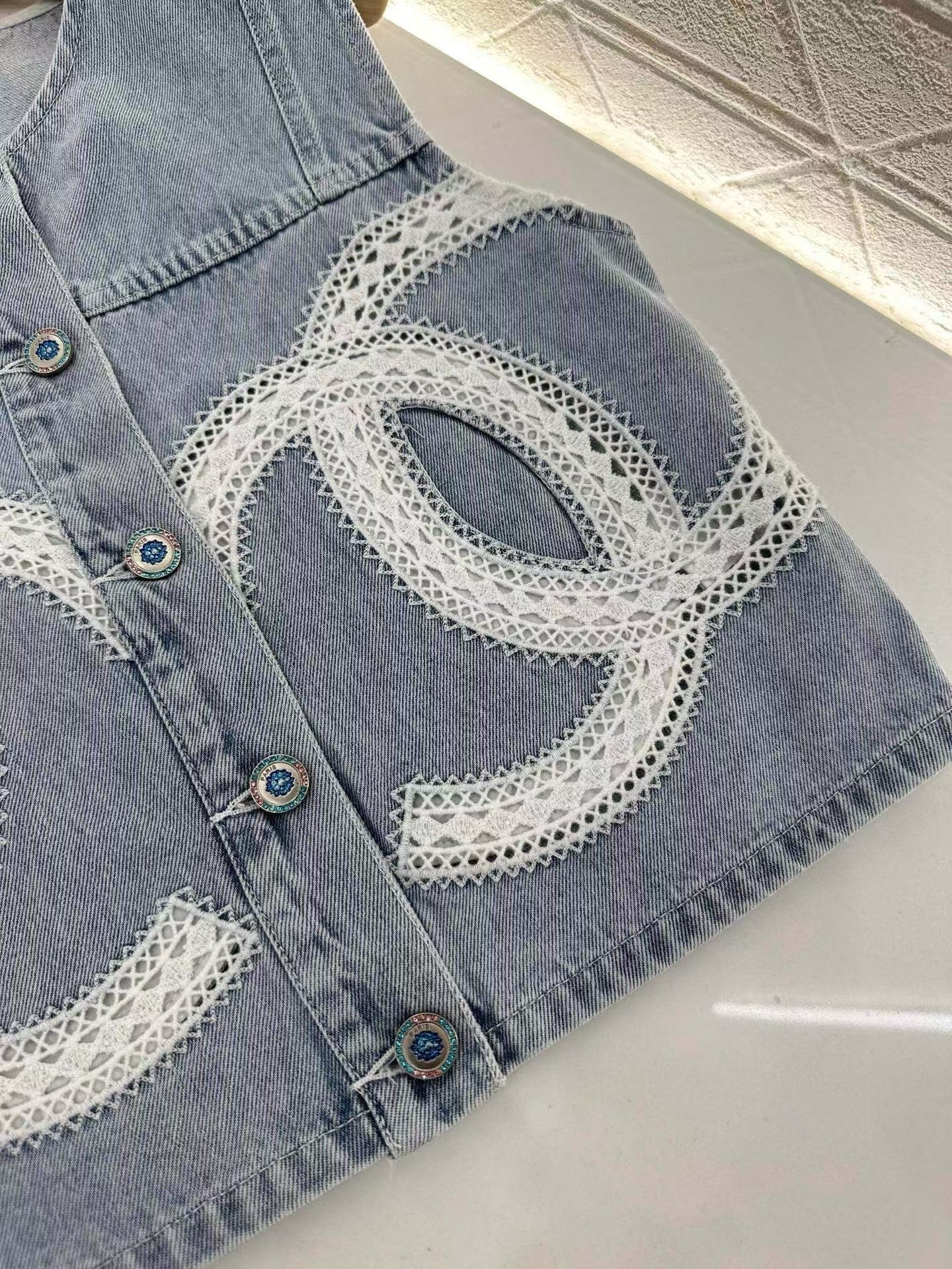 New embroidered denim vest