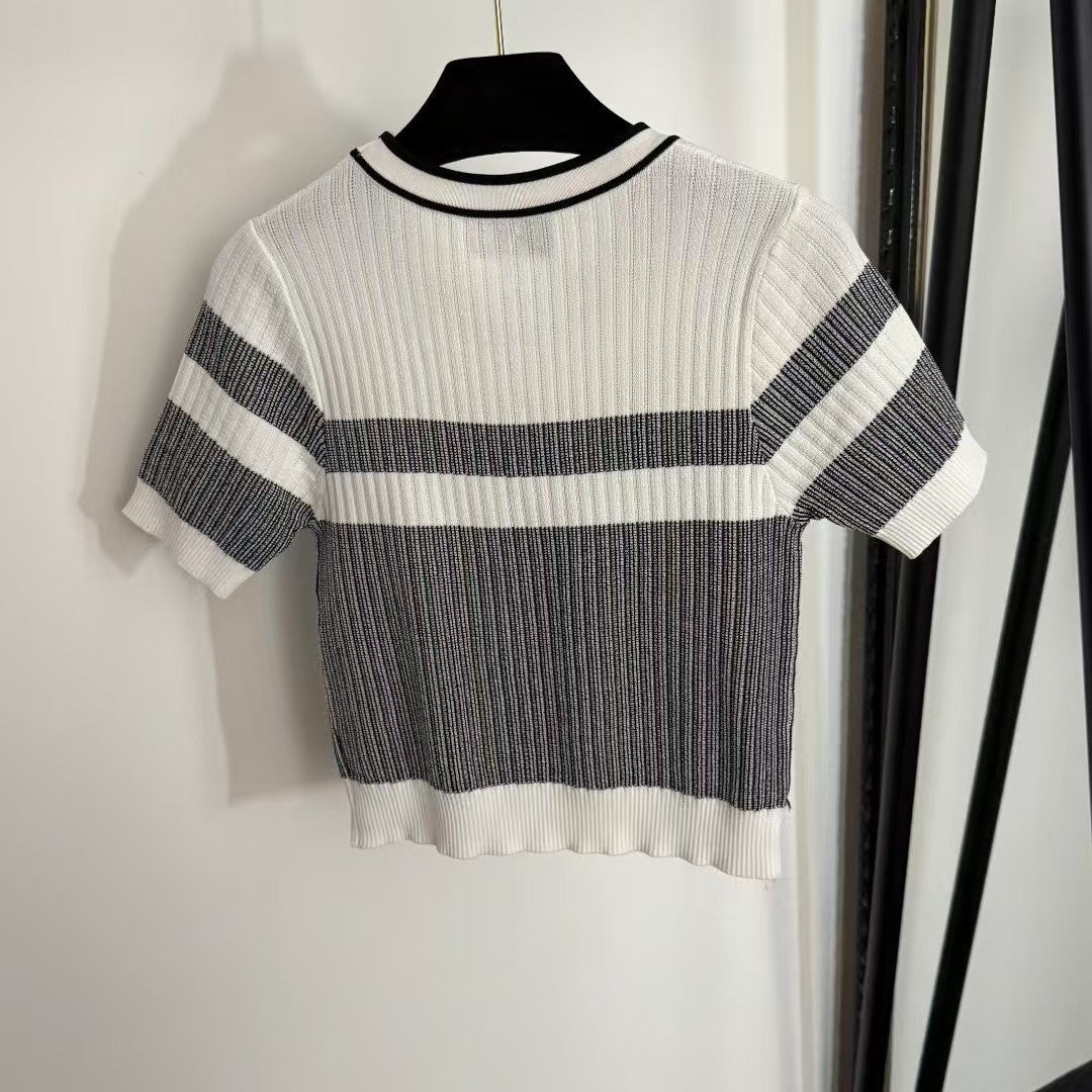Colorblock Short Sleeve Knit Top