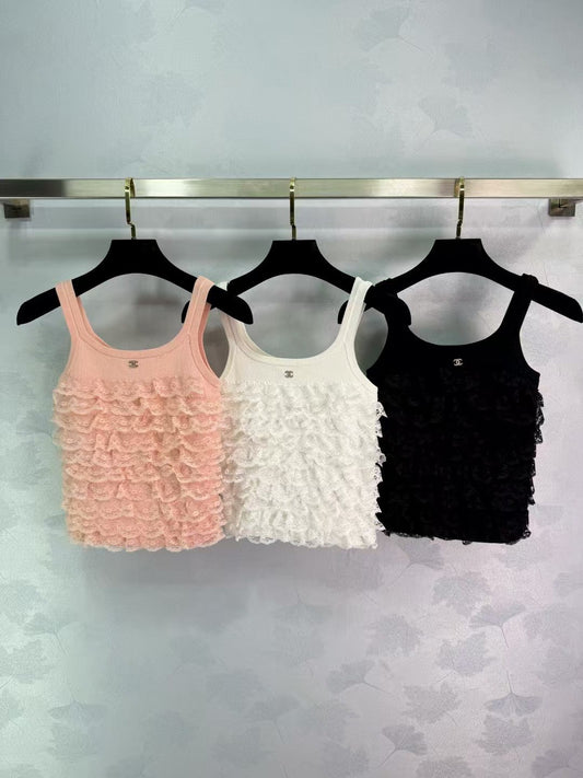 New Lace Stitching Knitted Vest