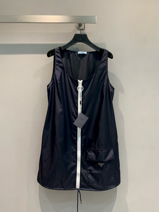 Triangle Logo Zipper Vest Dress