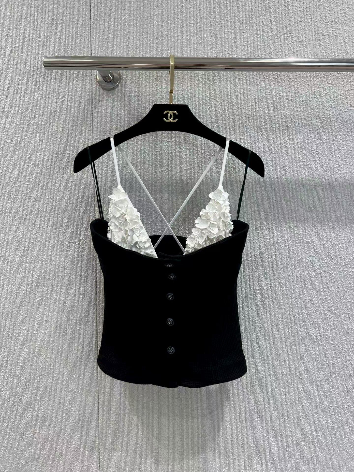 French black and white stitching tube top camisole