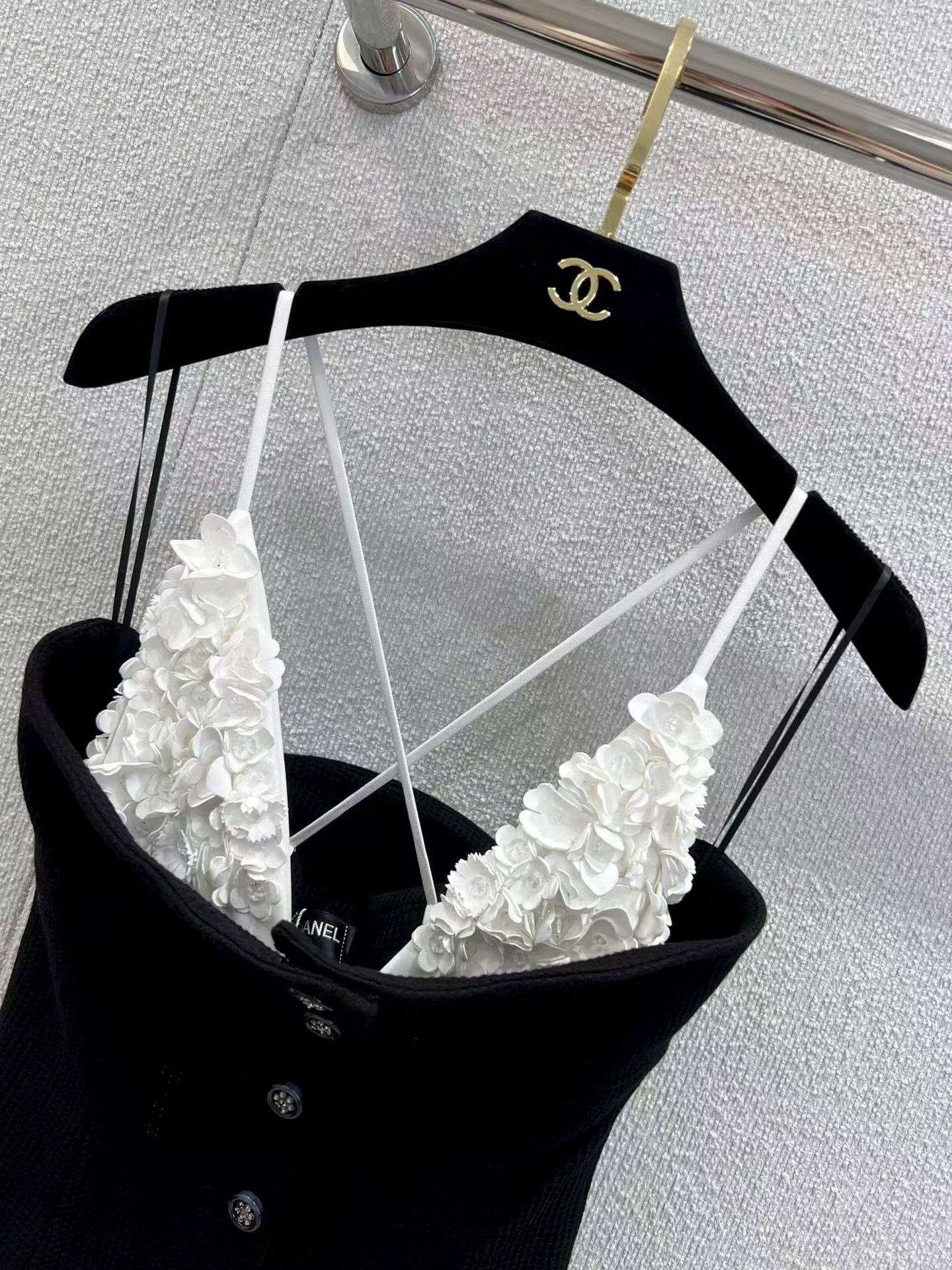 French black and white stitching tube top camisole