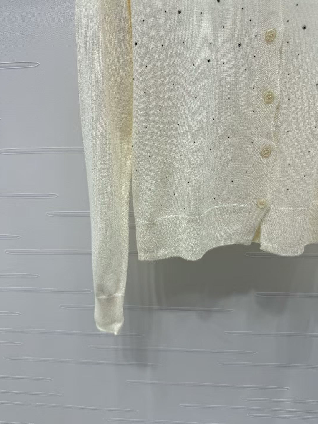 Rhinestone crew neck knitted cardigan