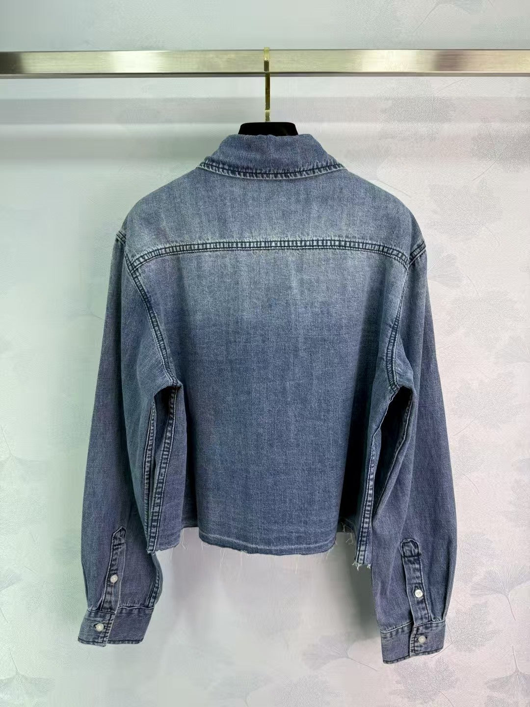 Washed blue denim shirt
