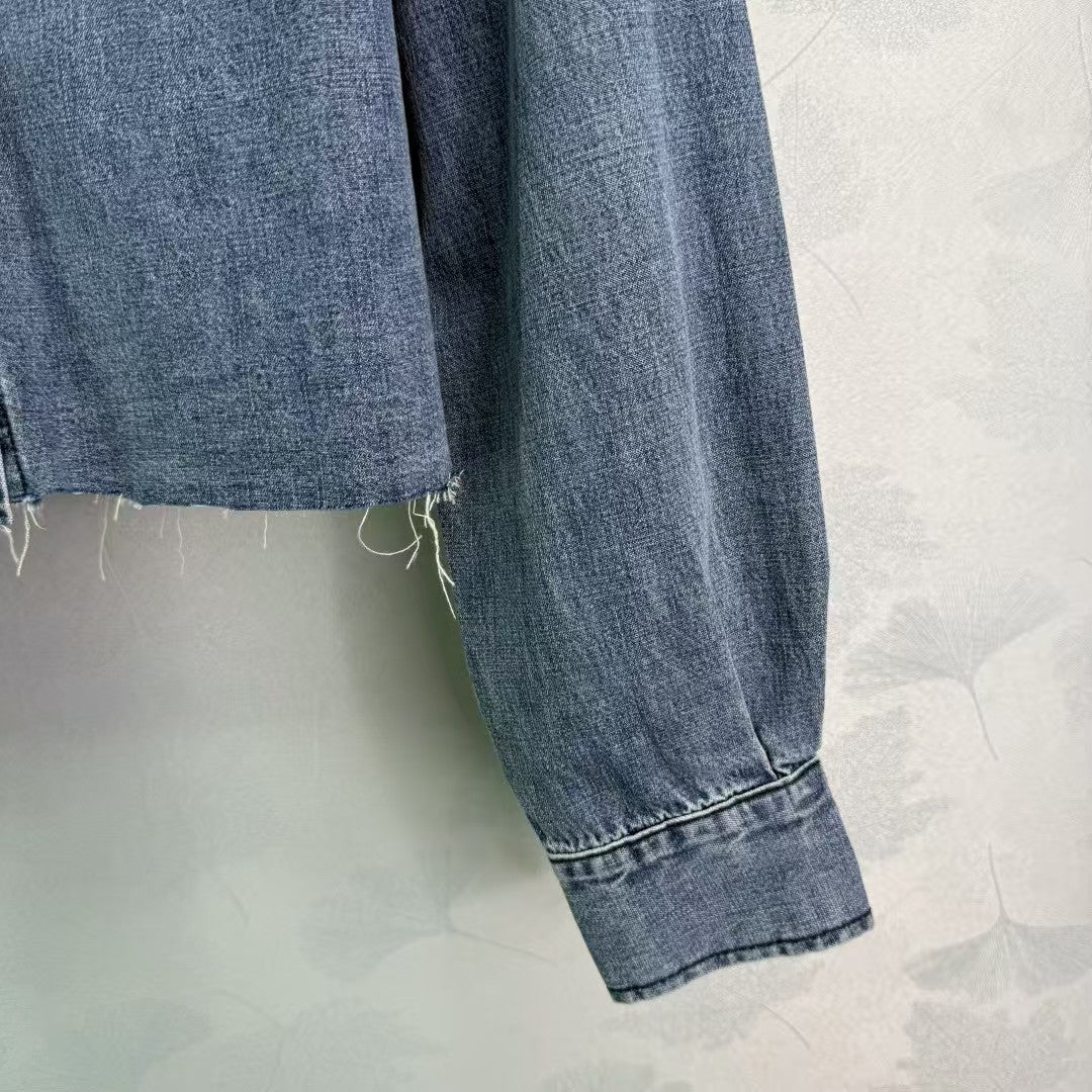 Washed blue denim shirt