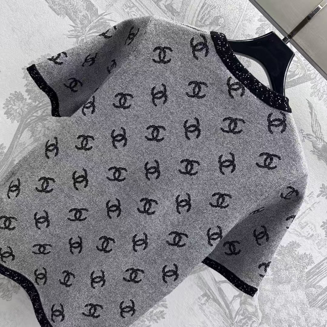 New letter short-sleeved knitted