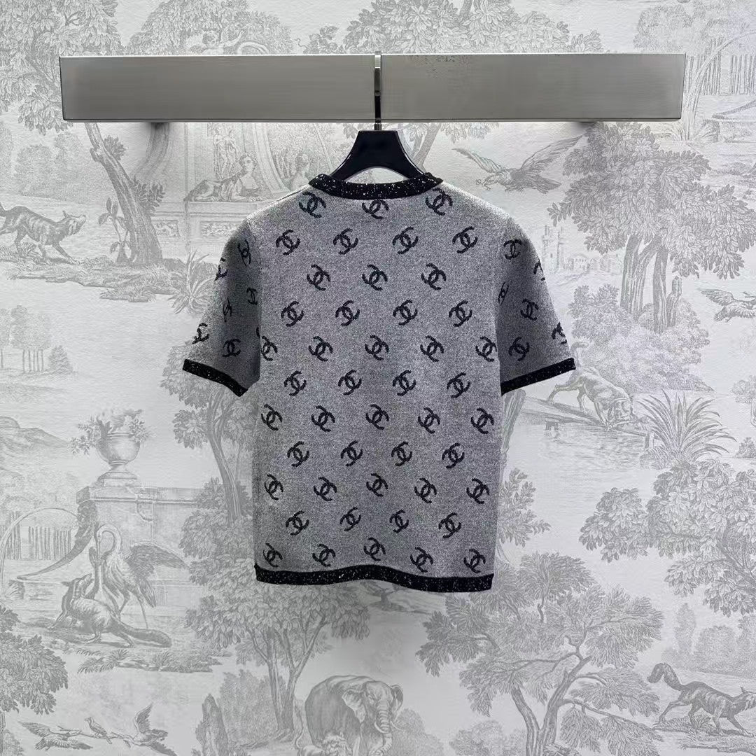 New letter short-sleeved knitted