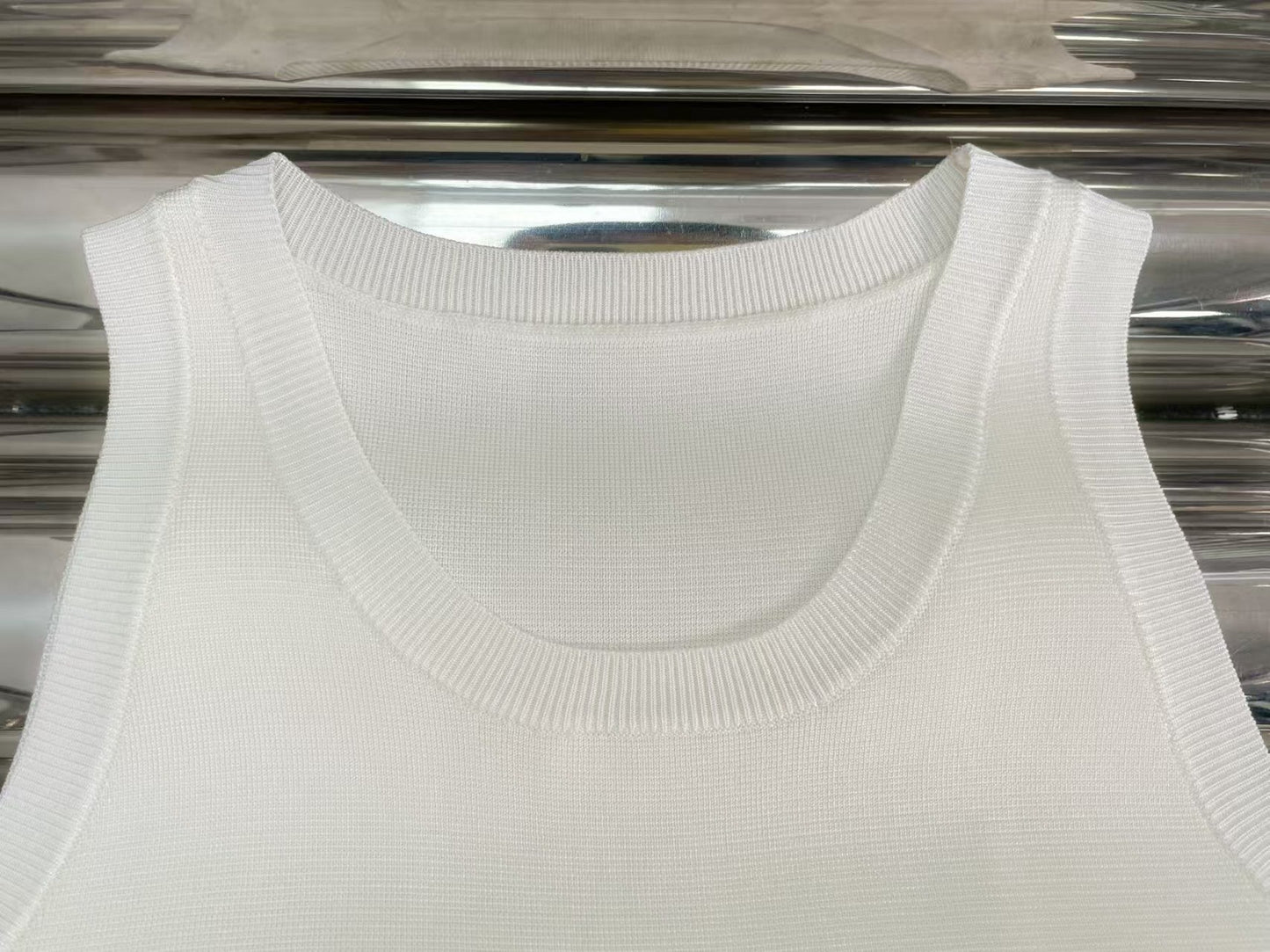 Striped lettering jacquard-knit vest