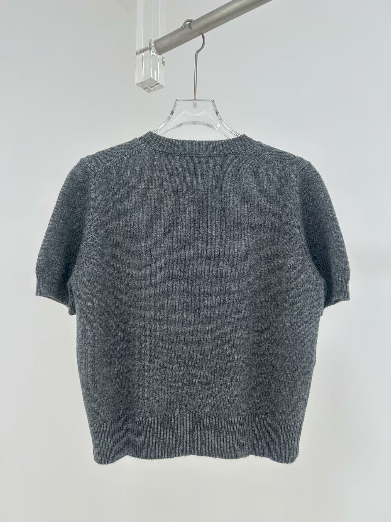 3D embroidered letters knitted wool short-sleeved shirt