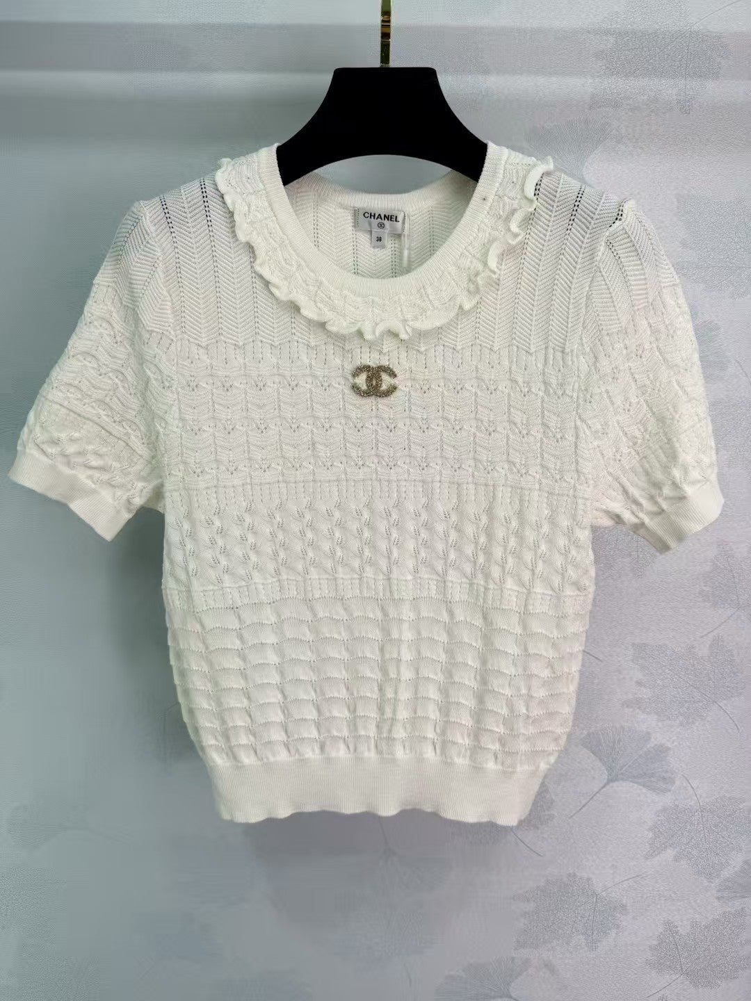 Lace collar knitted short sleeves