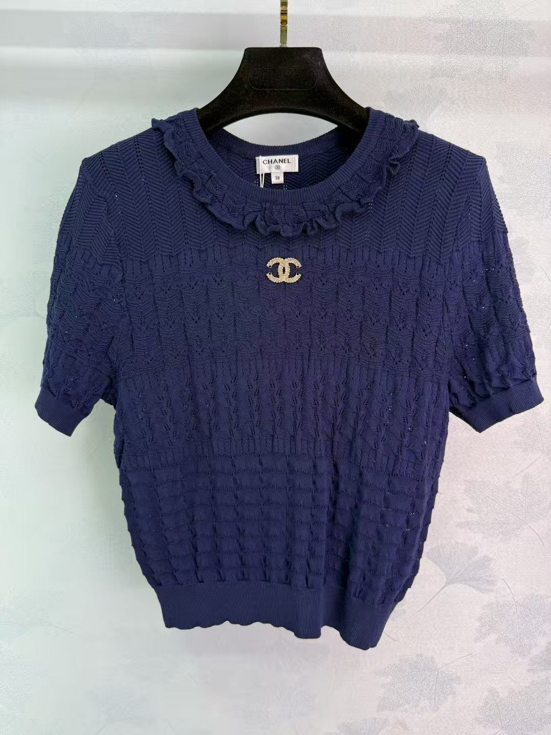 Lace collar knitted short sleeves