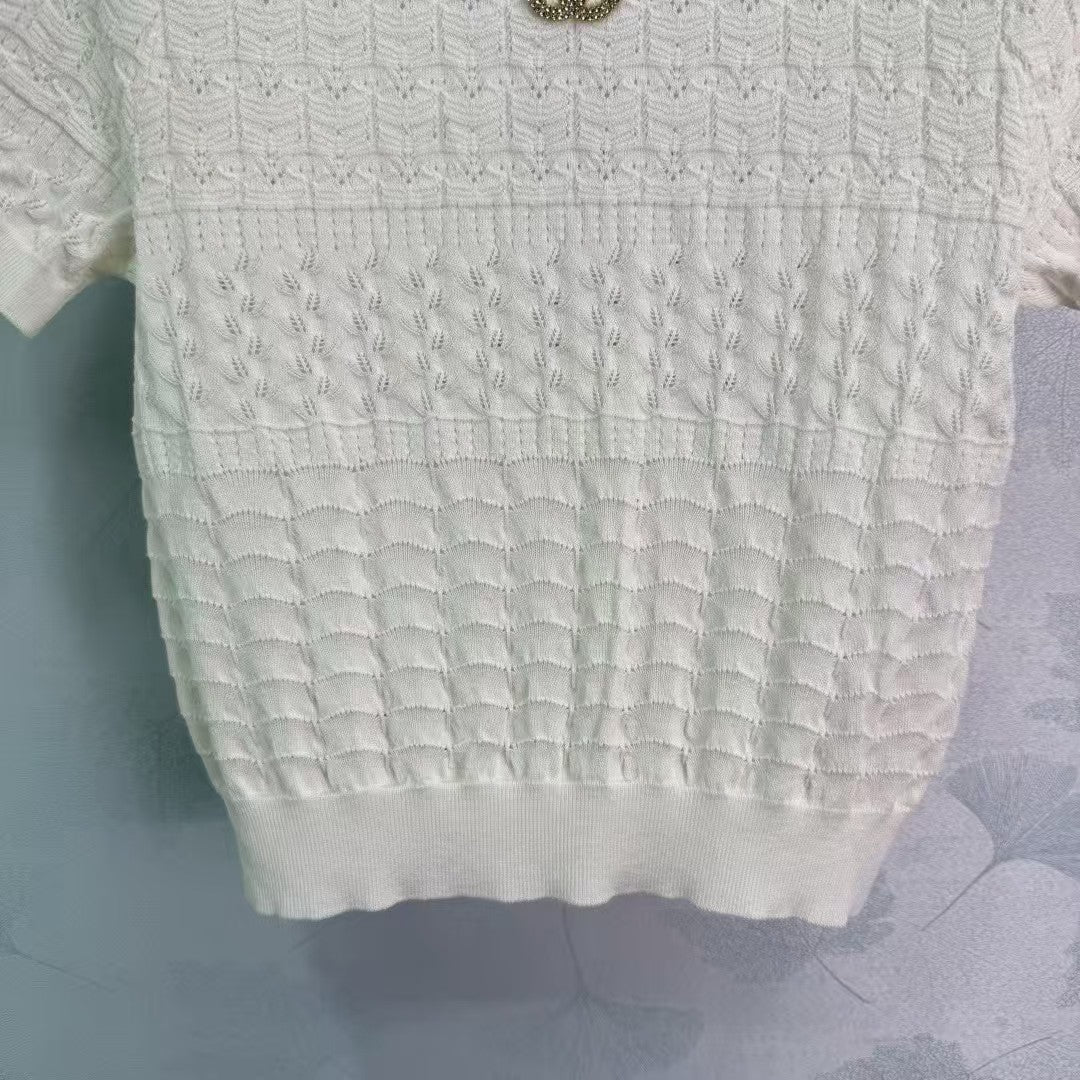 Lace collar knitted short sleeves