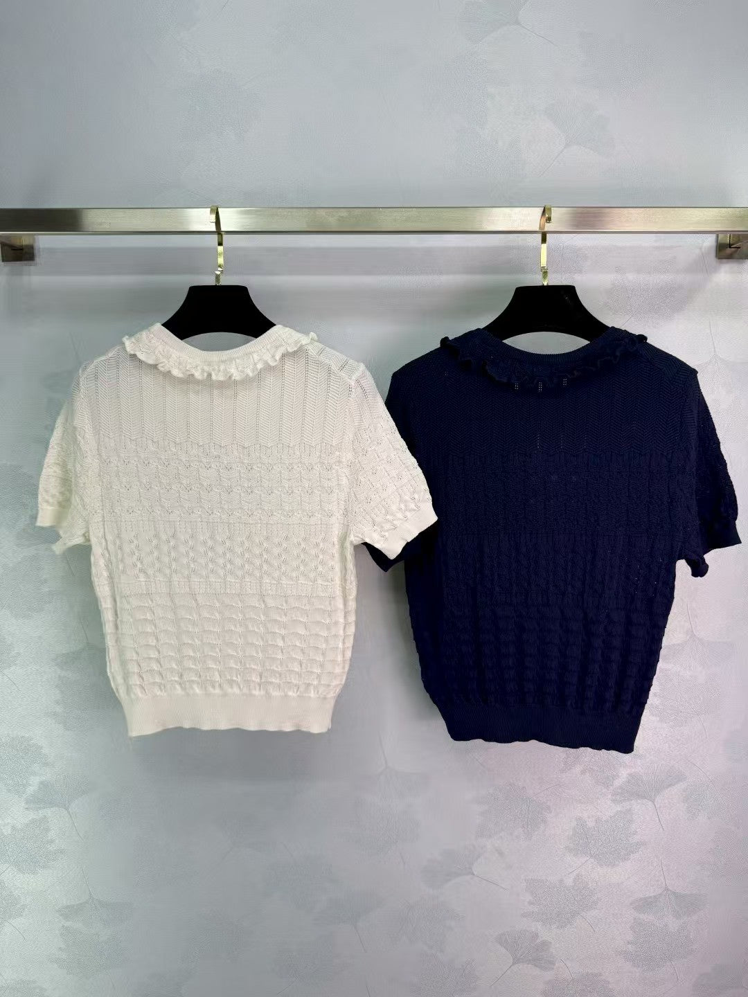 Lace collar knitted short sleeves