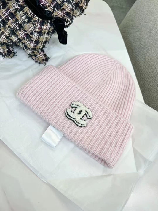 Pink knitted beanie