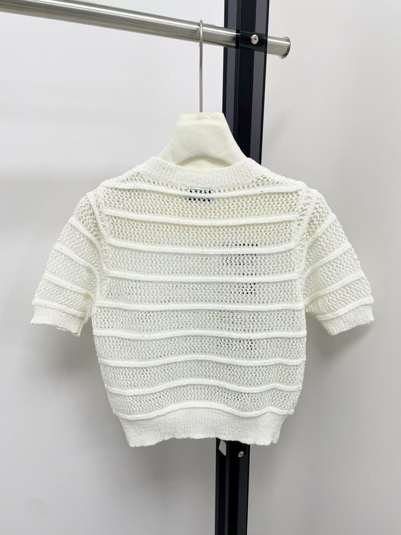 Striped hollow short sleeves