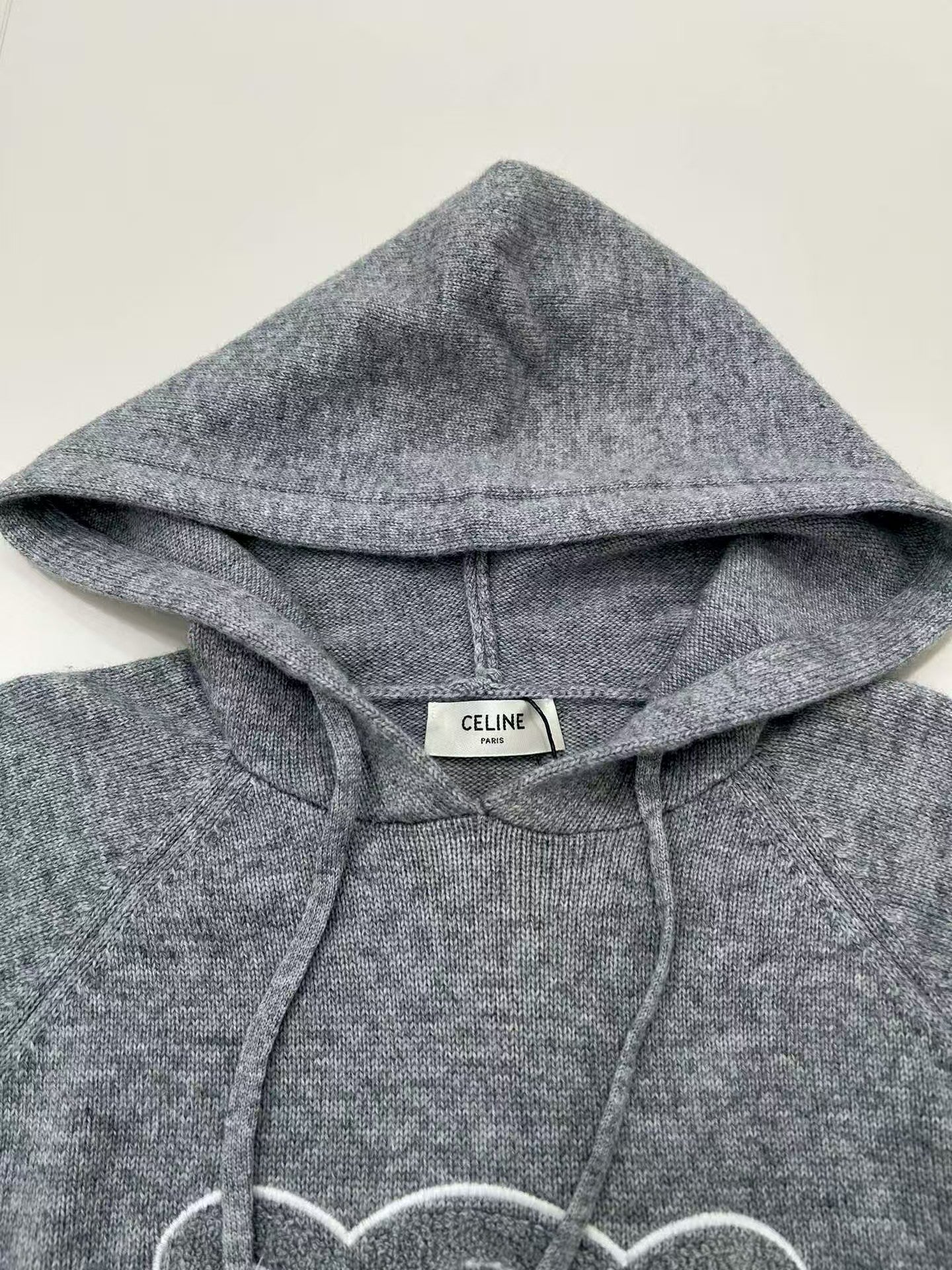 Terry-embroidered Arc de Triomphe hooded wool sweater