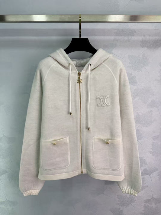 Reversible hooded cardigan jacket