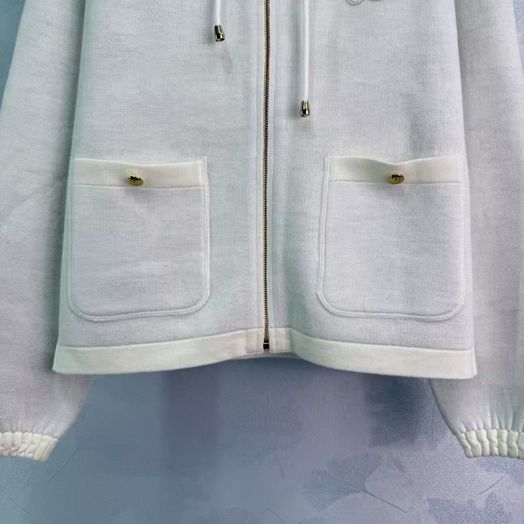 Reversible hooded cardigan jacket