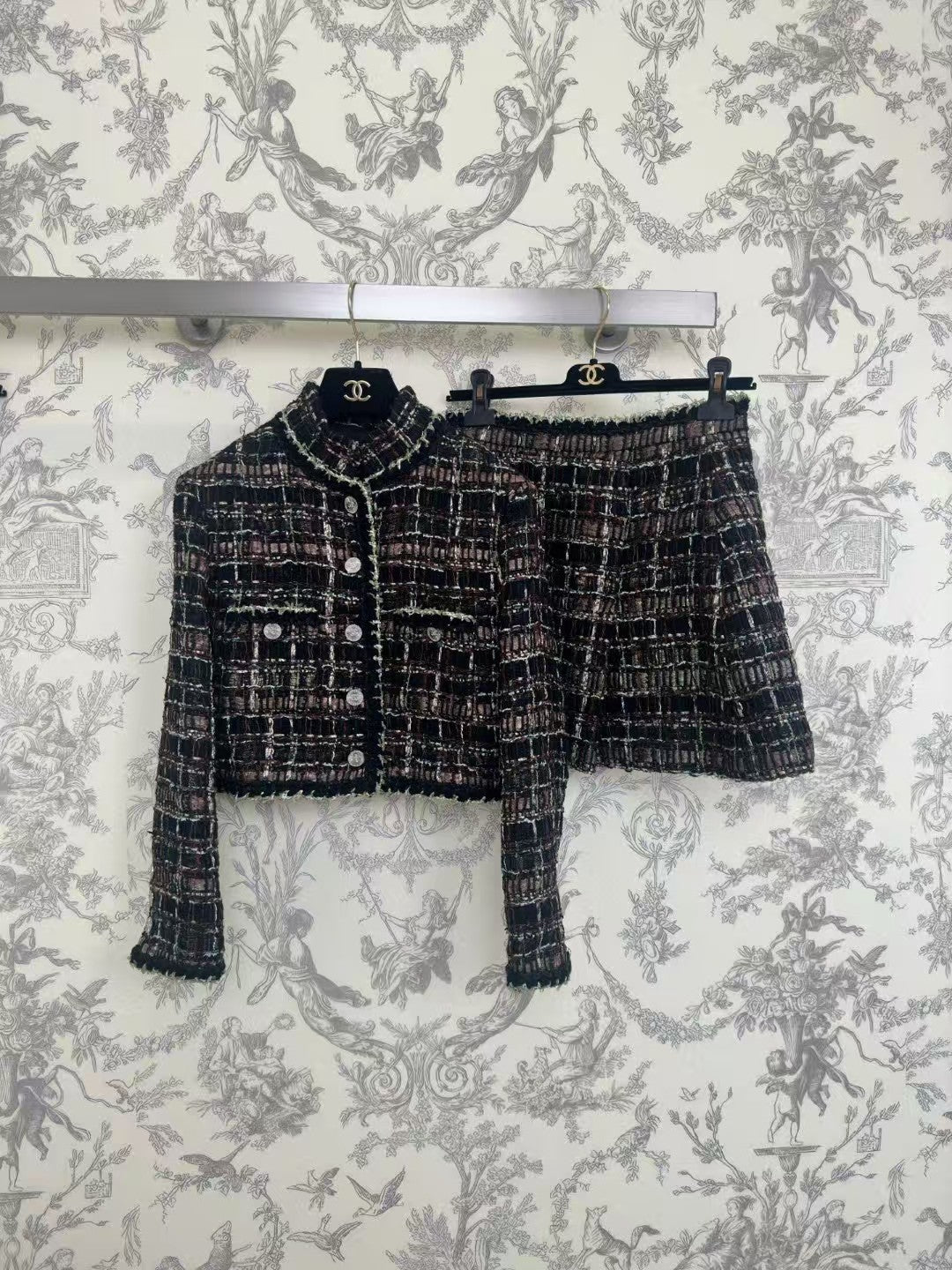 Twill soft tweed jacket + skirt set