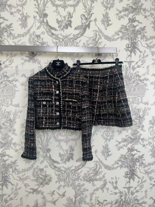 Twill soft tweed jacket + skirt set
