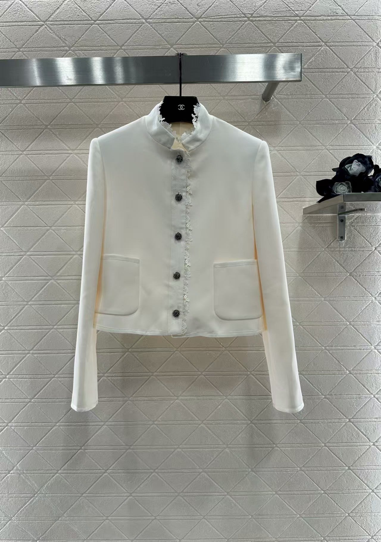 Stand collar water-soluble lace jacket