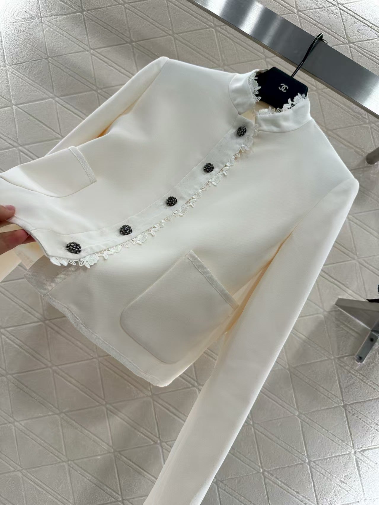 Stand collar water-soluble lace jacket