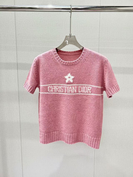 Five-pointed star jacquard short sleeves