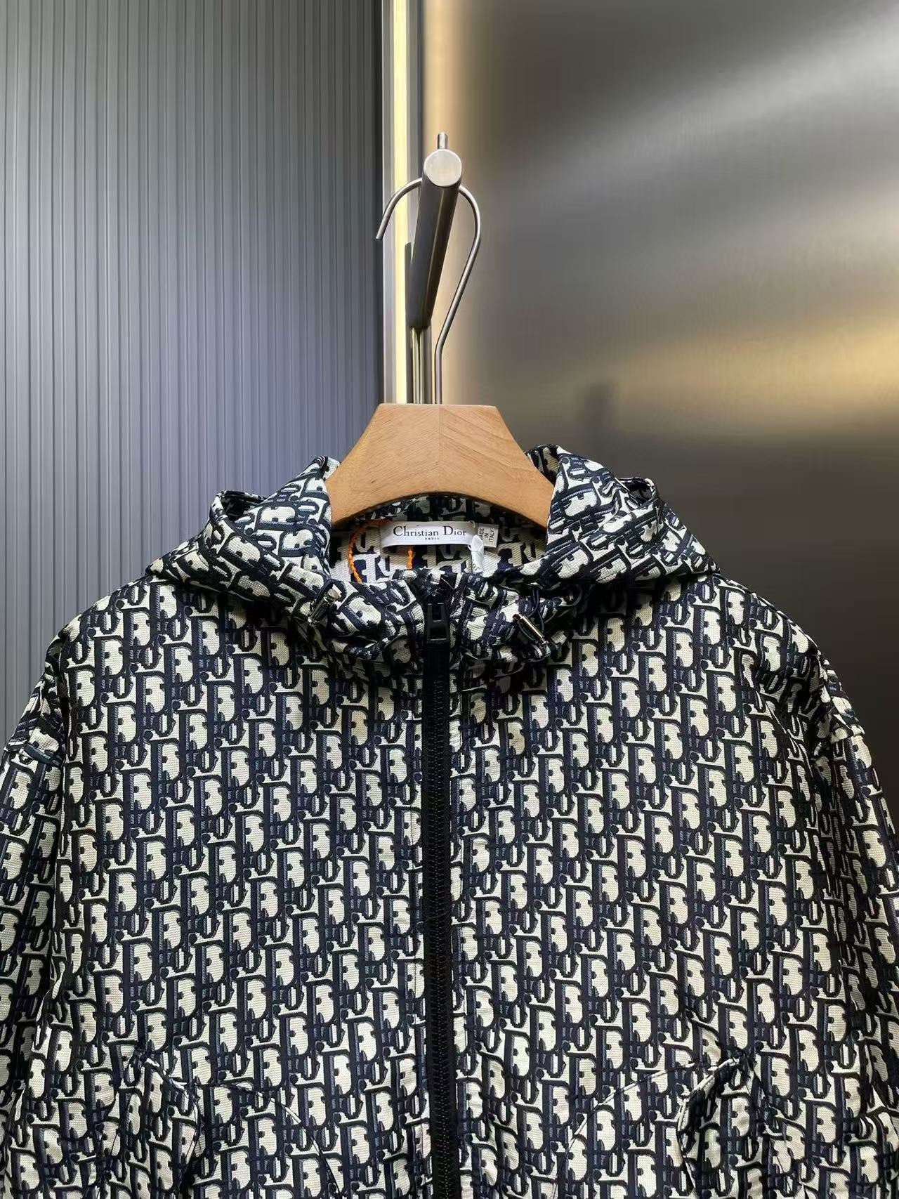 all-over print hooded jacket