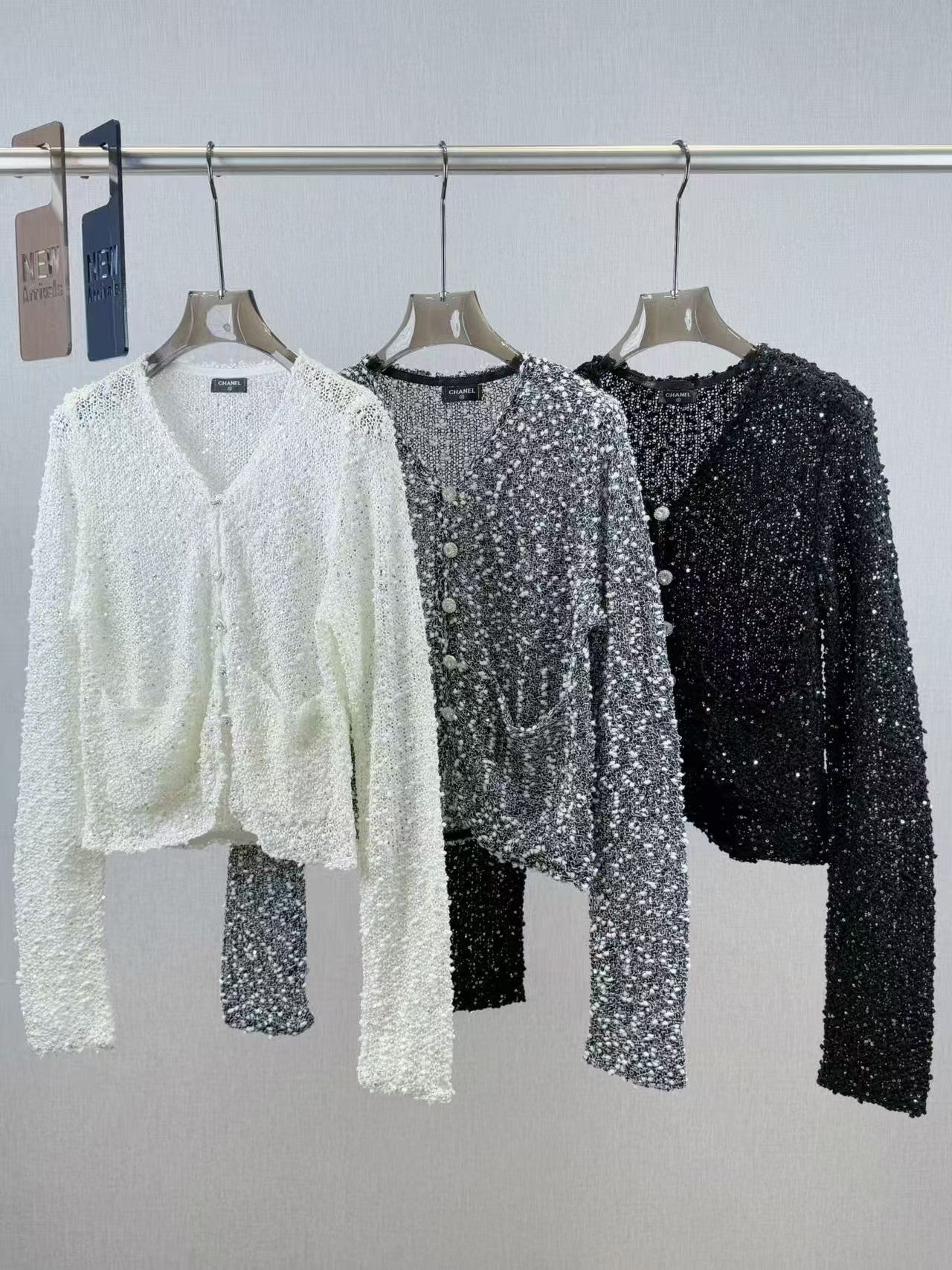 New sequined V-neck cardigan