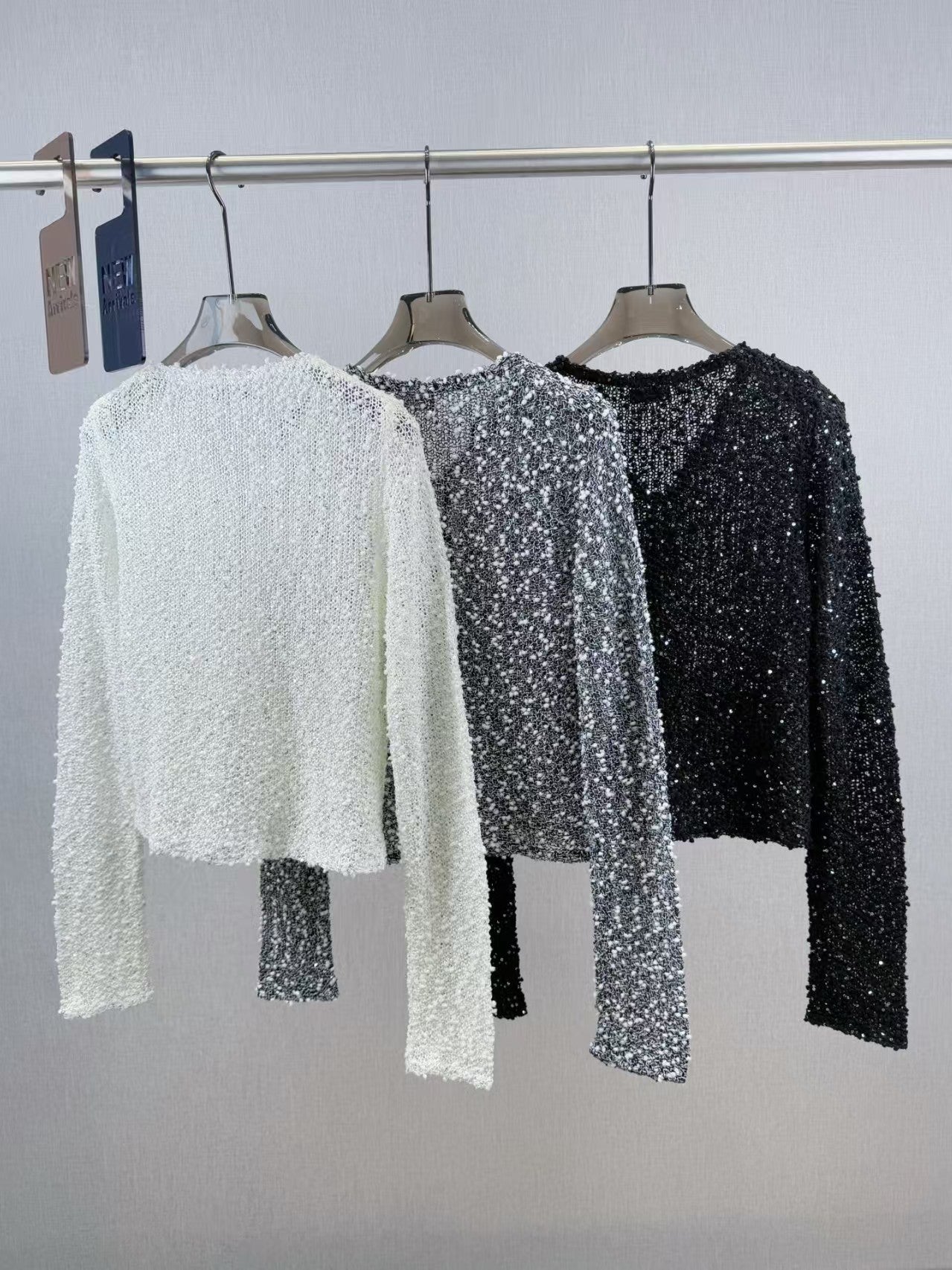 New sequined V-neck cardigan
