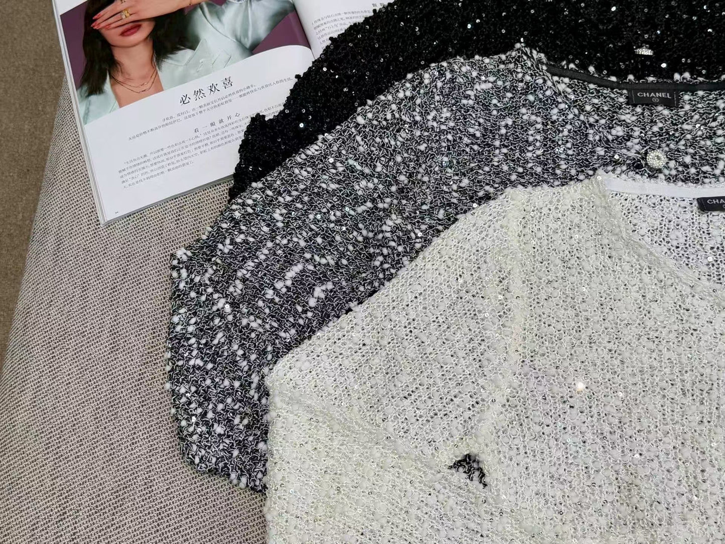 New sequined V-neck cardigan