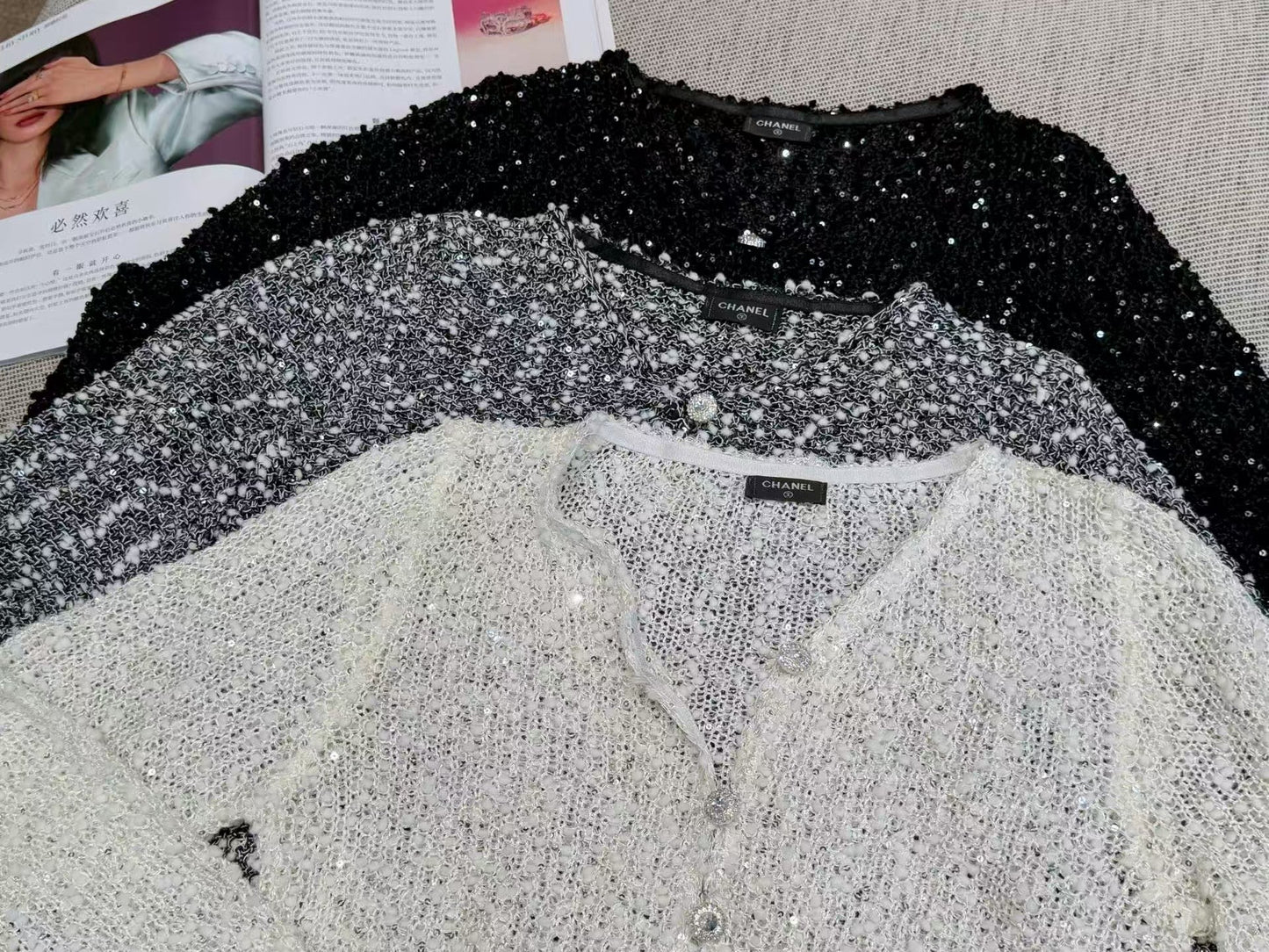 New sequined V-neck cardigan
