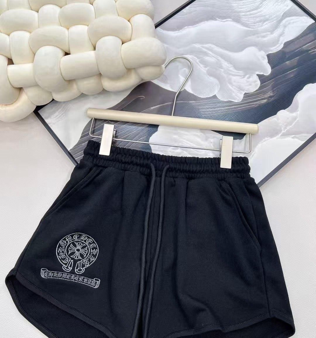 New Embroidered Logo Drawstring Shorts