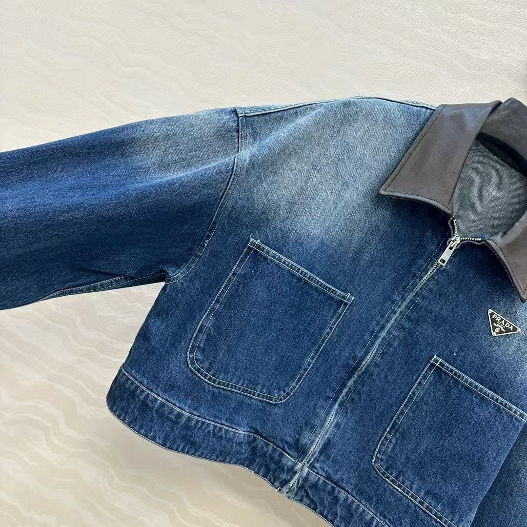 Enzyme-washed nostalgic denim jacket